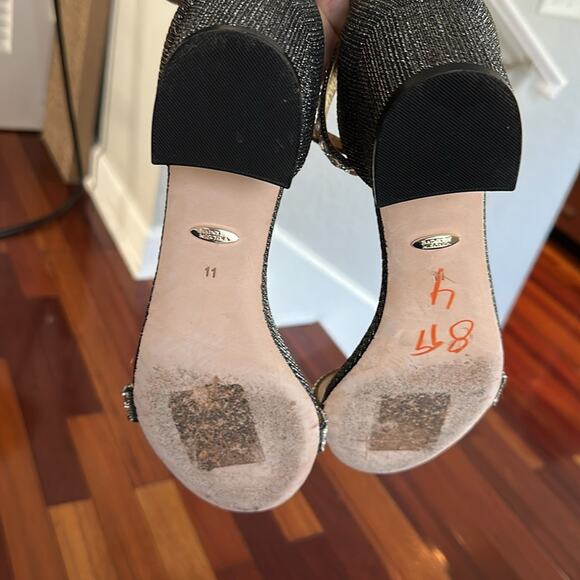 Badgley Mischka Silver Diamond Block Heels Cocktail Party Glam Glitter Size 11 - Picture 7 of 7